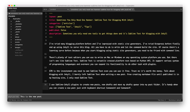 Sublime Jekyll New Post